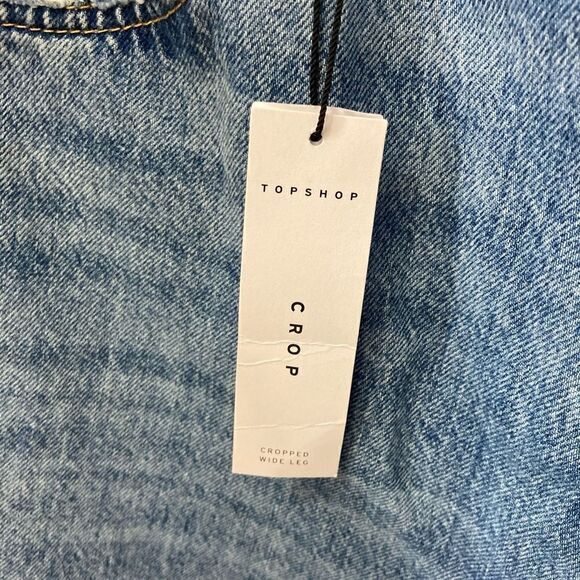 Topshop 12 Cropped Wide Leg Jeans NWT Light Distress - Picture 5 of 6